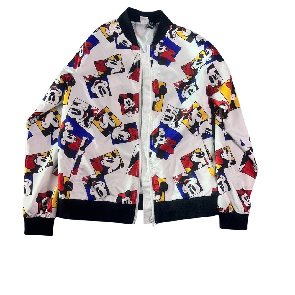 Disney Mickey Mouse‎ Bomber Jacket White Multicolor Small – Excellent Condition